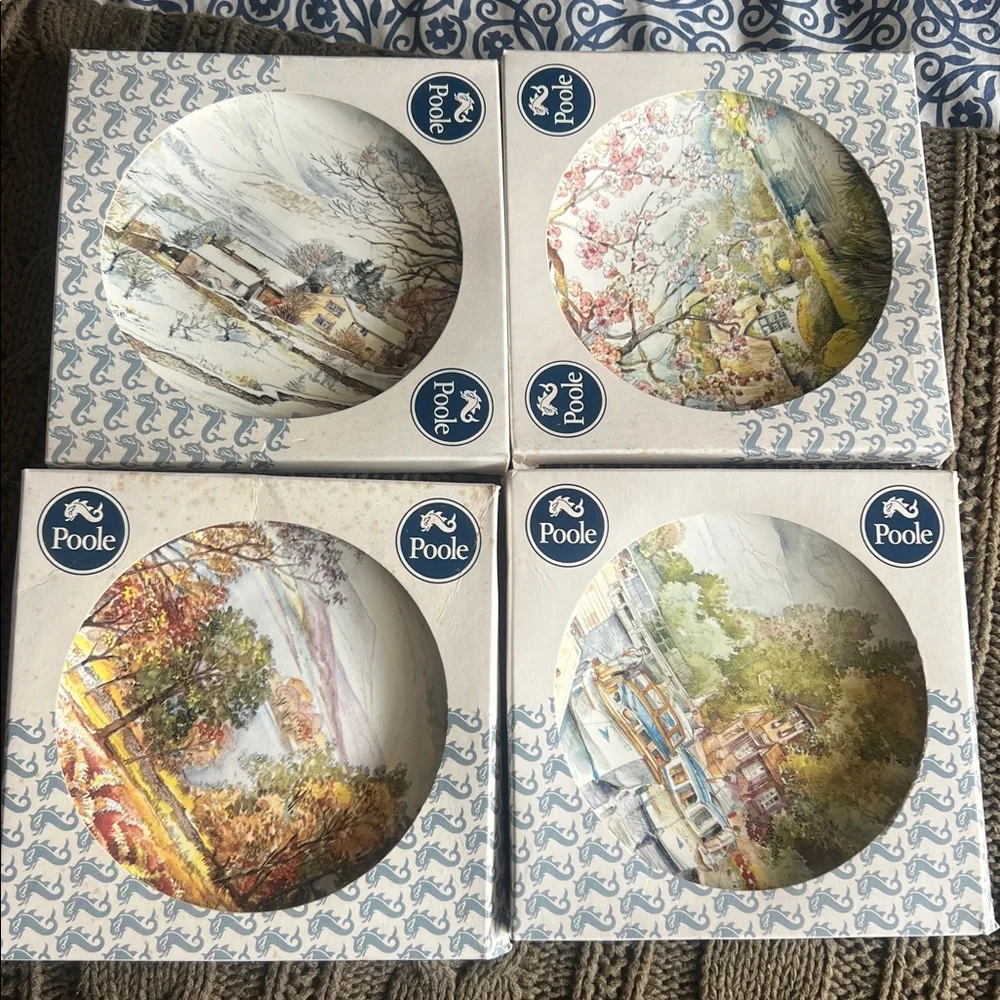 Poole Scenic small Plates - 4 seasons Set of 4 vintage